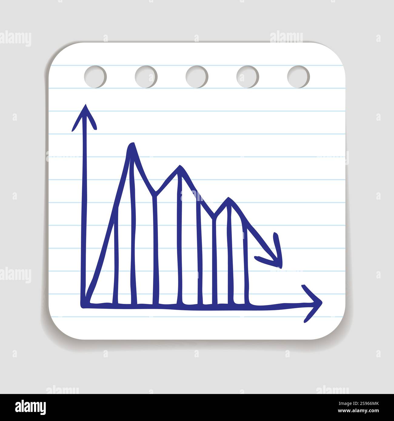 Doodle Graph icon. Blue pen hand drawn infographic symbol on a ...