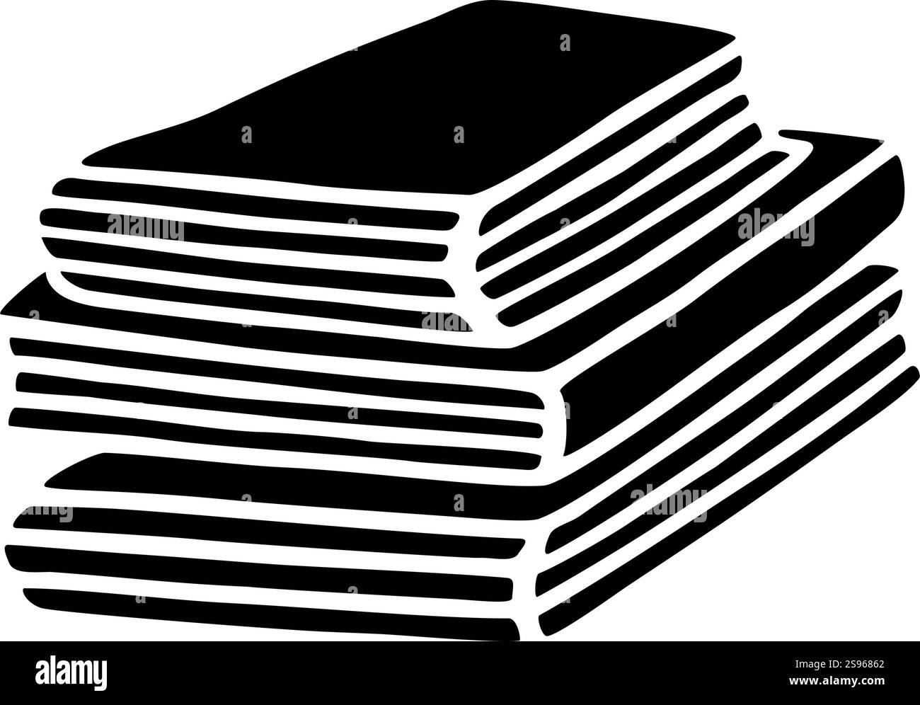 Doodle pile of books icon hand drawn in flat style. Vector illustration ...