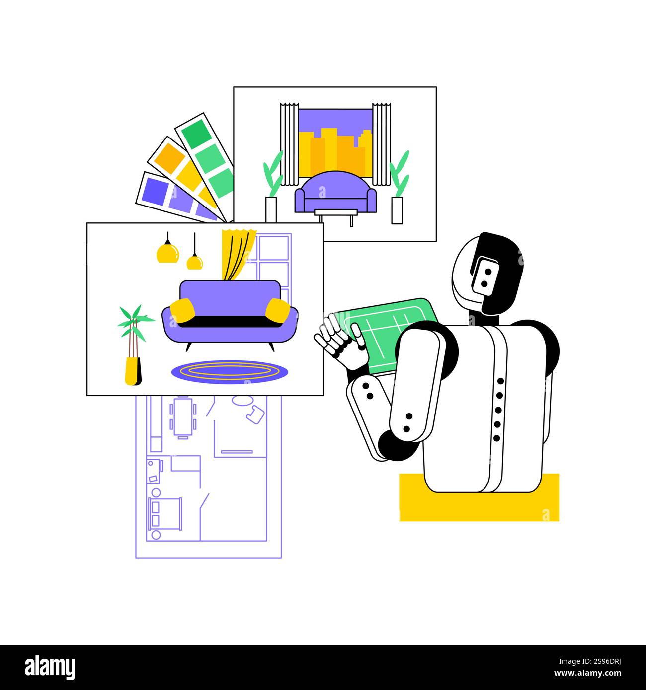 AI-Backed Interior Design abstract concept vector illustration Stock ...