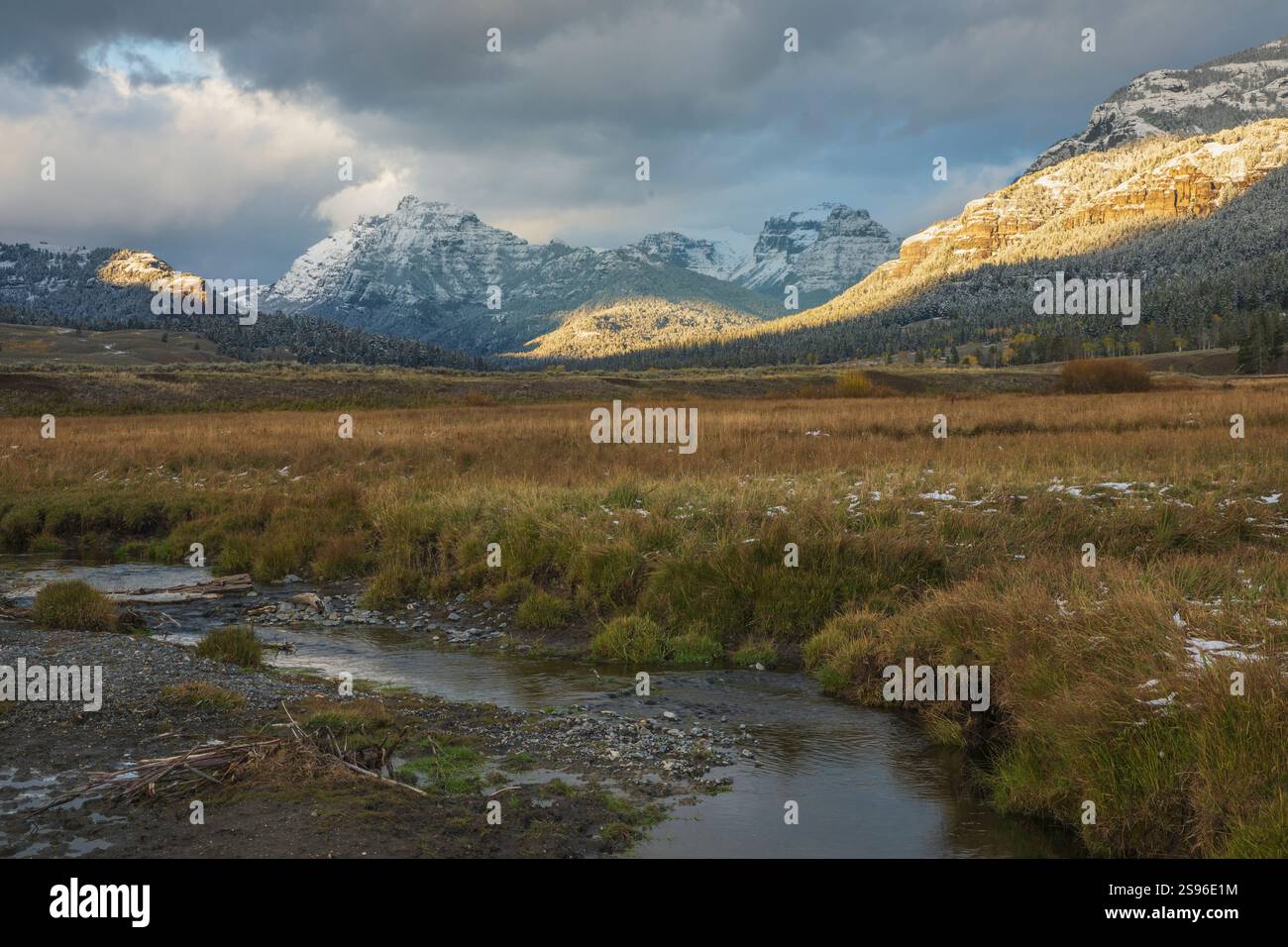 Autumn spotlight. beartooth Mountains, Soda Butte Creek, Lamar Valley ...