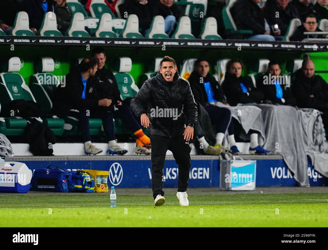 Marcel Rapp January 24 2025: Marcel Rapp (Holstein Kiel) gestures during a 1 ...