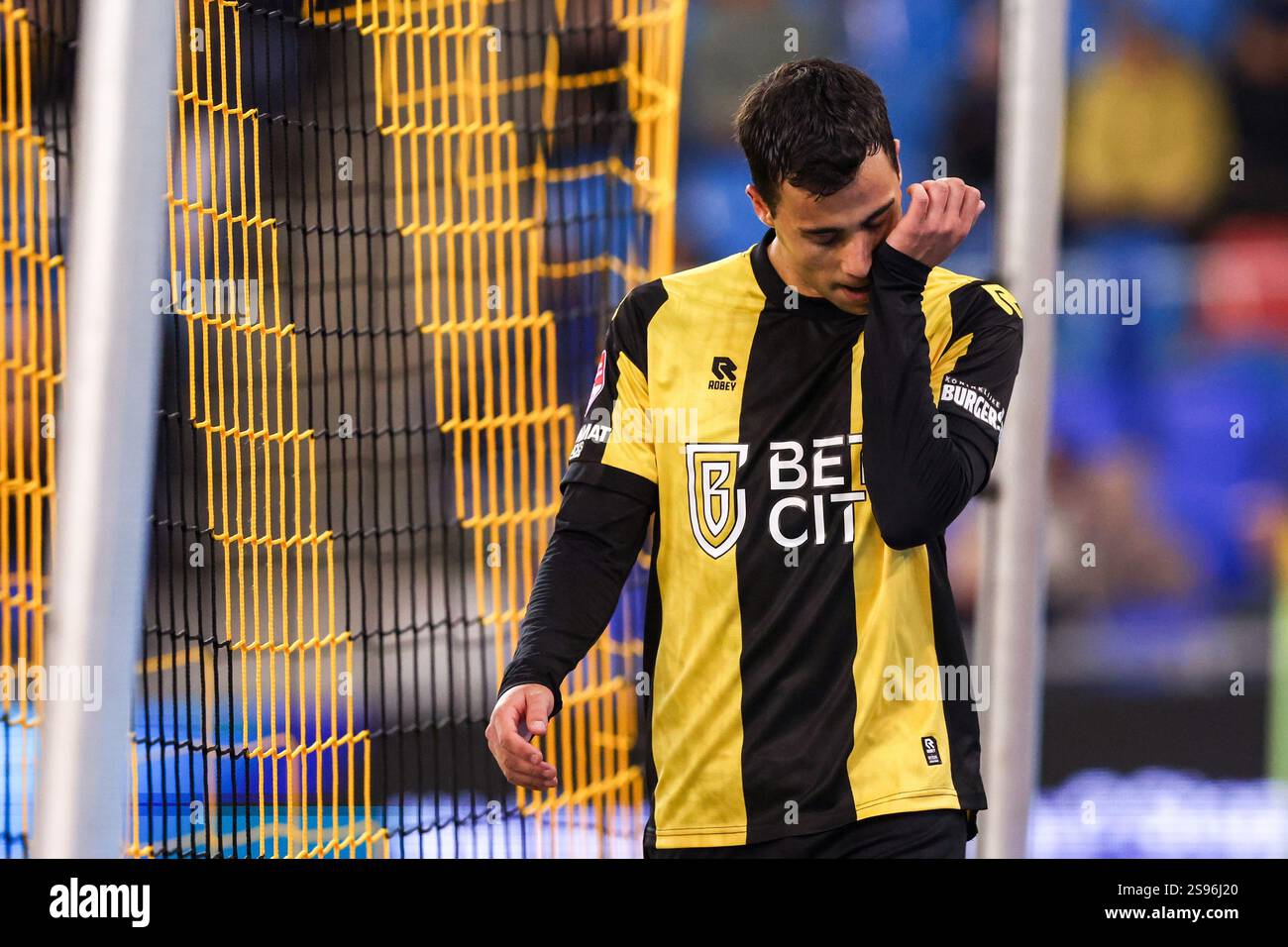 ARNHEM, NETHERLANDS - JANUARY 24: Theodosis Macheras of Vitesse looks dejected during the Dutch Keuken Kampioen Divisie match between Vitesse and FC Dordrecht at GelreDome on January 24, 2025 in Arnhem, Netherlands. (Photo by Ben Gal/Orange Pictures) Stock Photo