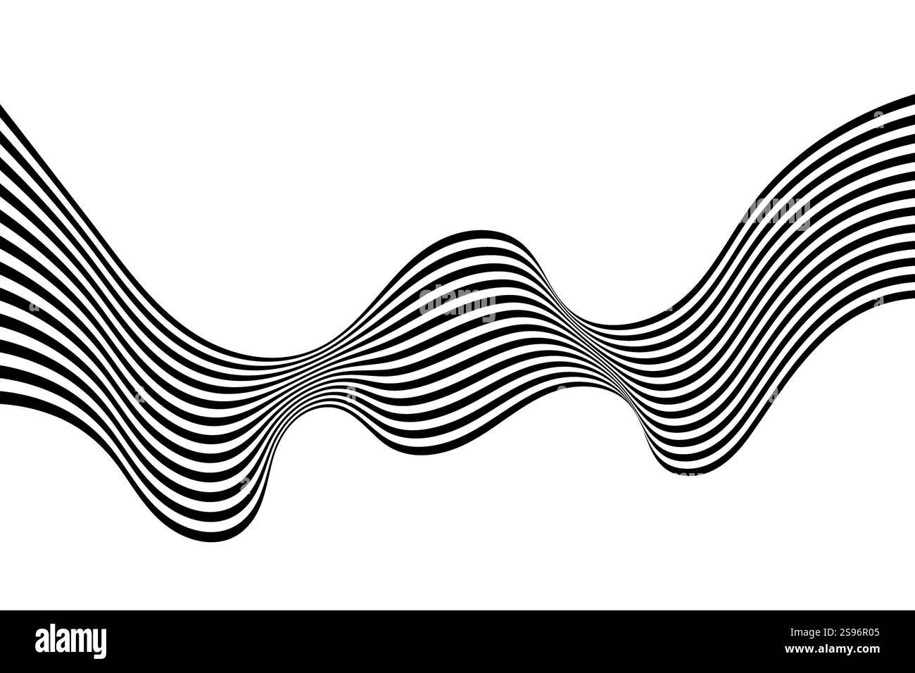 Black and white curved line stripe moving wave abstract background ...