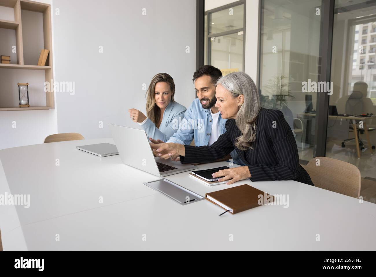 Group of diverse businesspeople negotiate, collaborate on joint online ...