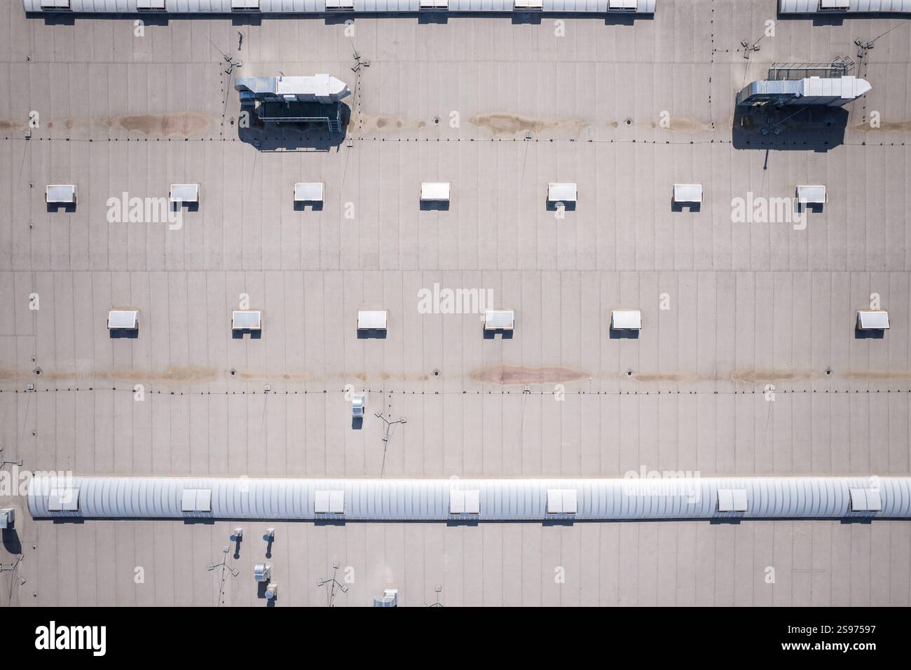 Aerial Top View of a Large Building Rooftop with Vents Stock Photo - Alamy
