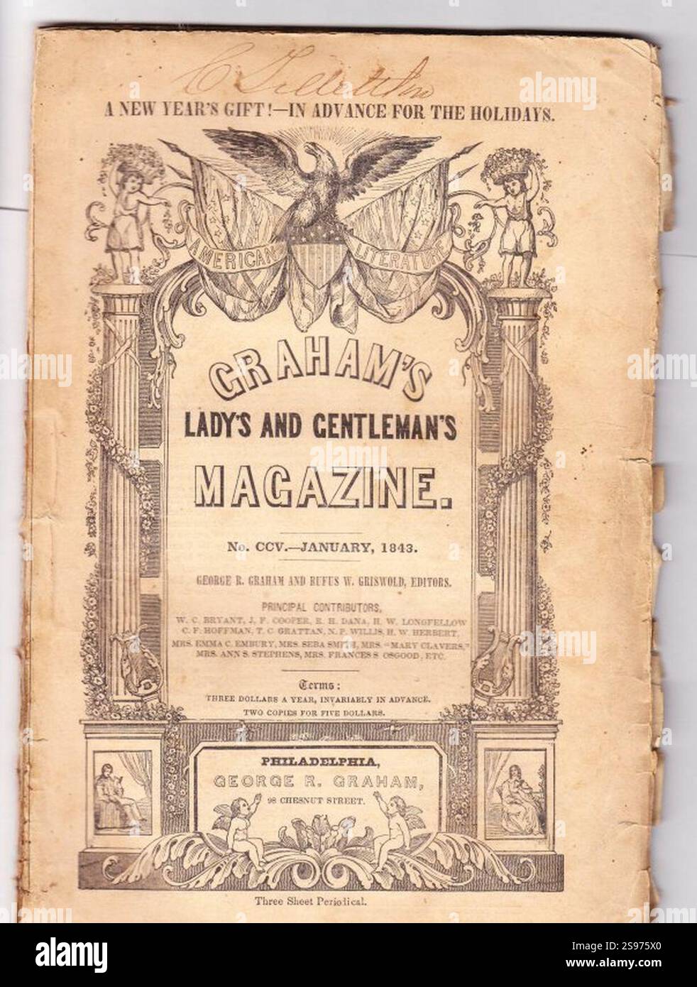 Graham's Magazine January, 1843 Poe Stock Photo - Alamy