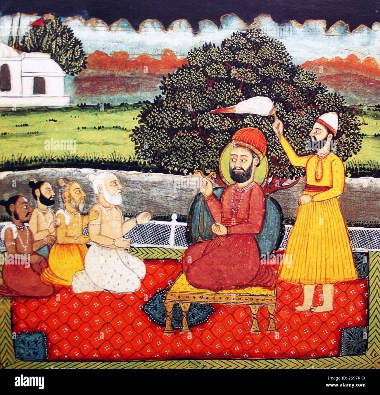Guru Rani Guru Nanak in-discussion, painting from Rani Jindan's book Stock Photo ...
