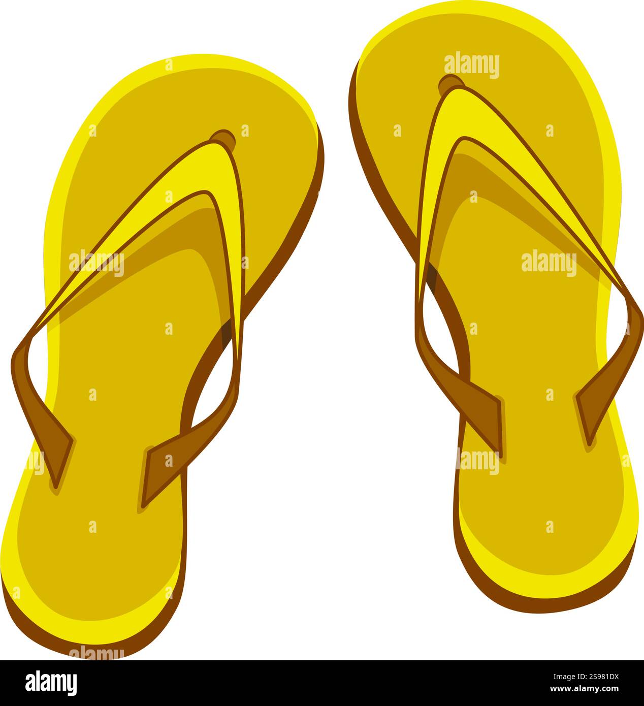 Yellow flip flops isolated on a white background. Vector illustration. Stock Vector