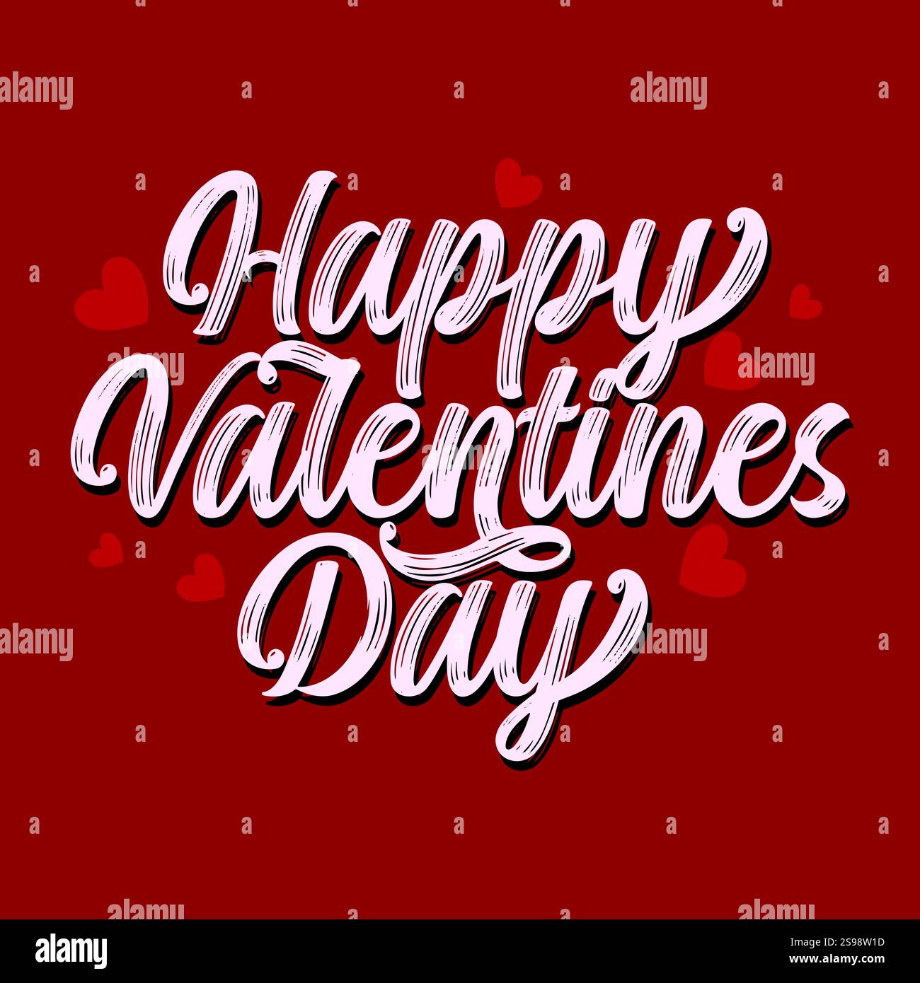 Happy Valentine's Day hand drawn lettering greeting card banner ...