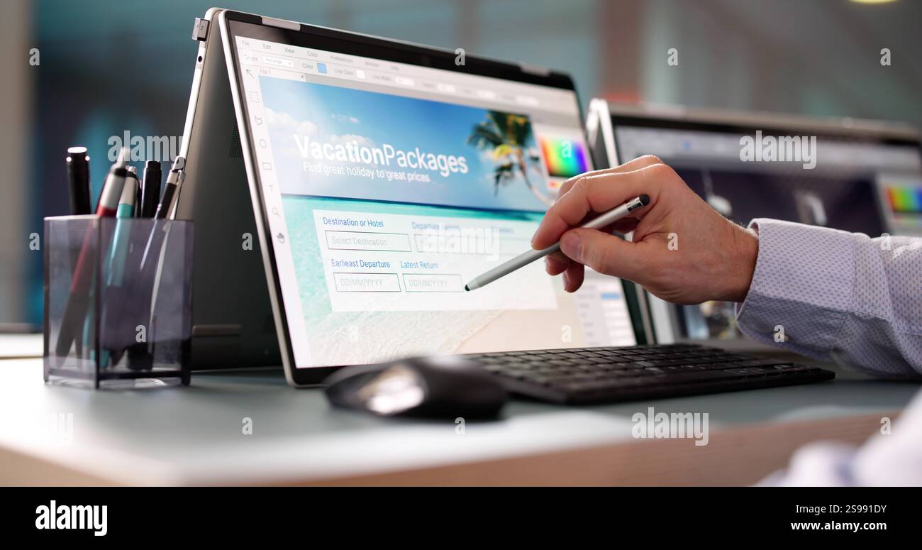 Male Designer Working On Computer In Office Stock Photo
