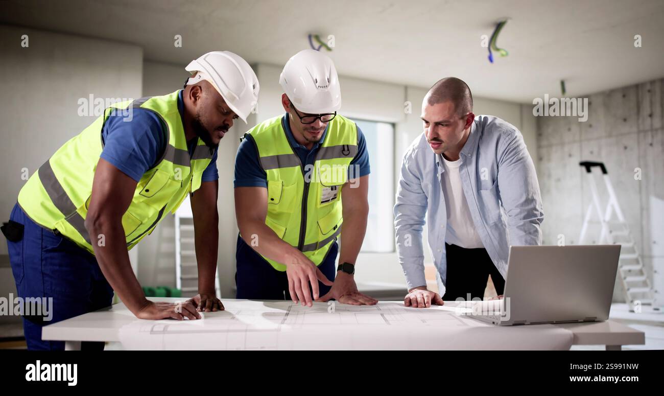 Diverse Group Inspects House Interior Design for Construction Quality ...