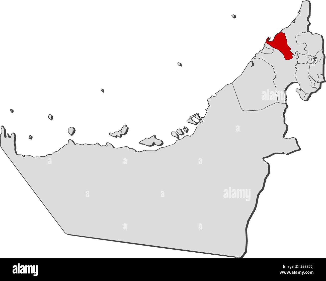 Um Al Rash Rash Map Map of United Arab Emirates with the provinces, Umm al-Quwain is ...