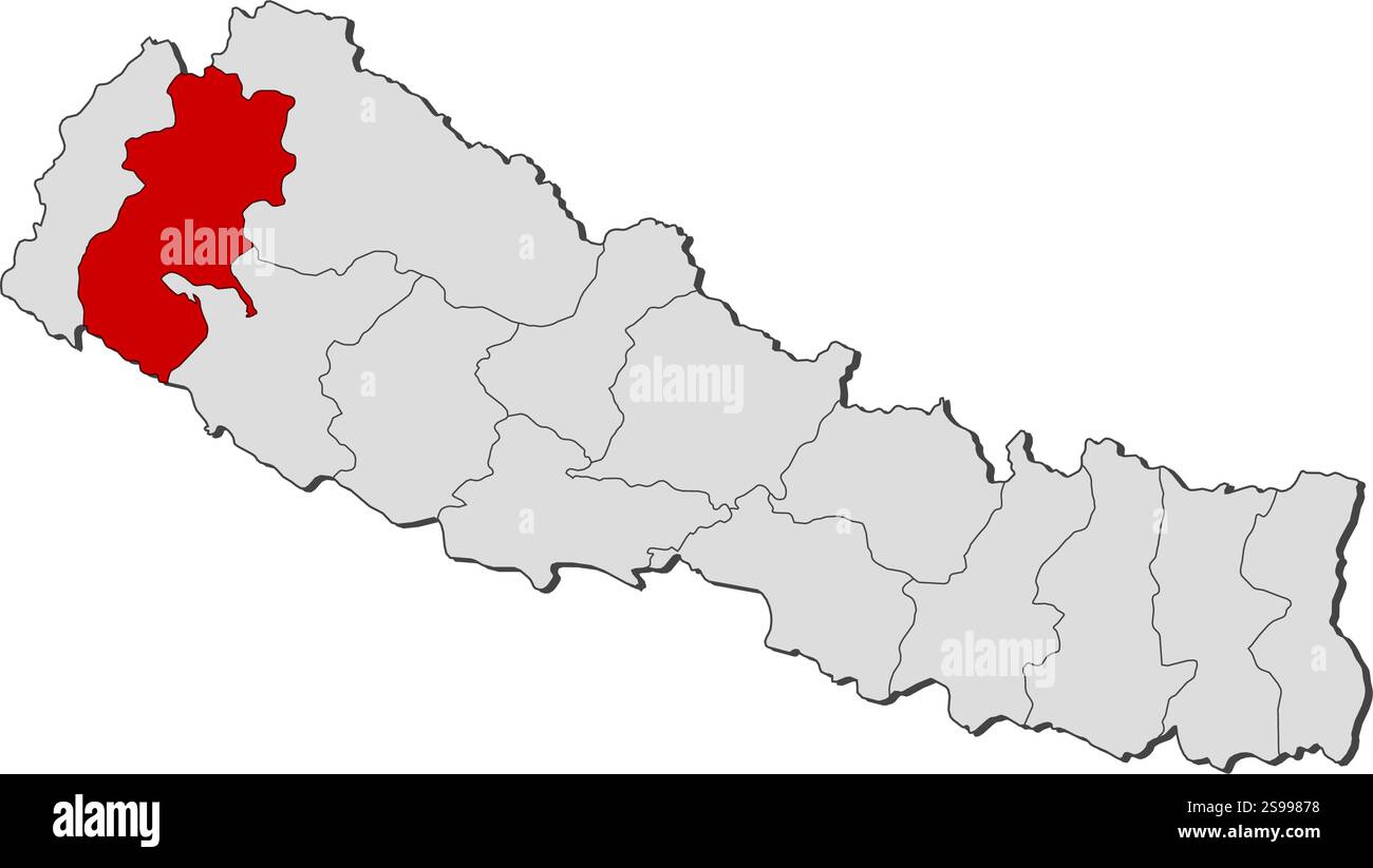 Seti Map Map of Nepal with the provinces, Seti is highlighted Stock Vector Image ...