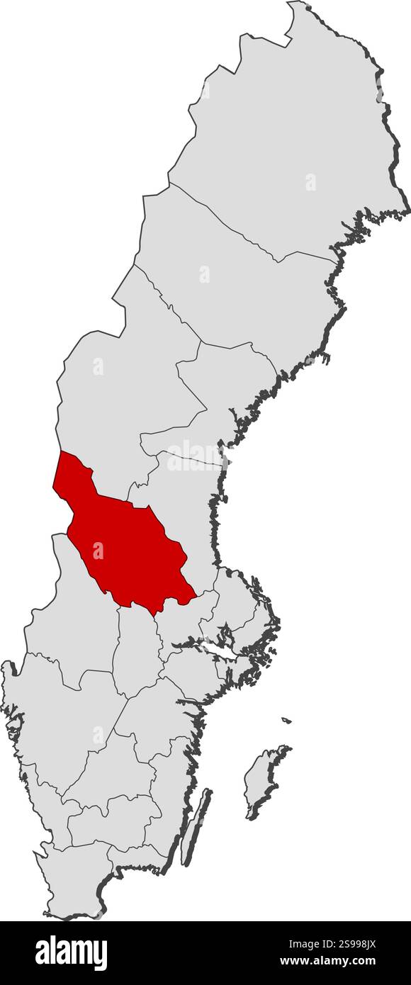 Map Of Sweden With The Provinces Dalarna County Is Highlighted Stock Map Of Sweden With The Provinces Dalarna County Is Highlighted 2S998JX 