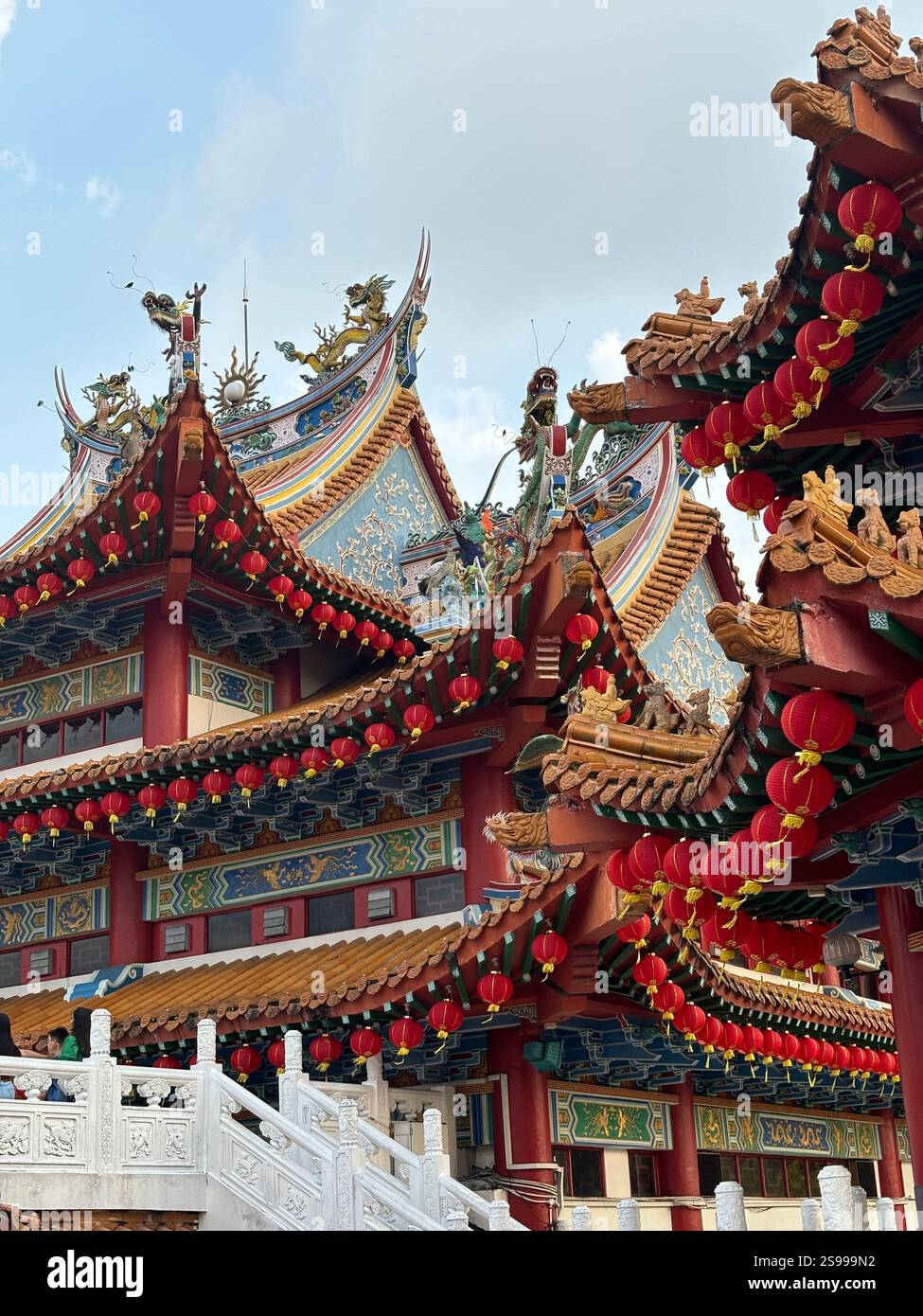 A vibrant scene at the Thean Hou Temple during Chinese New Year, with ...