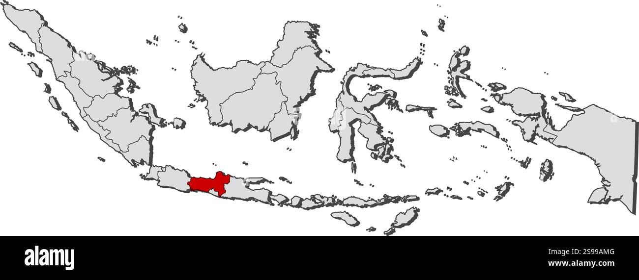 Map of Indonesia with the provinces, Central Java is highlighted. Stock Vector