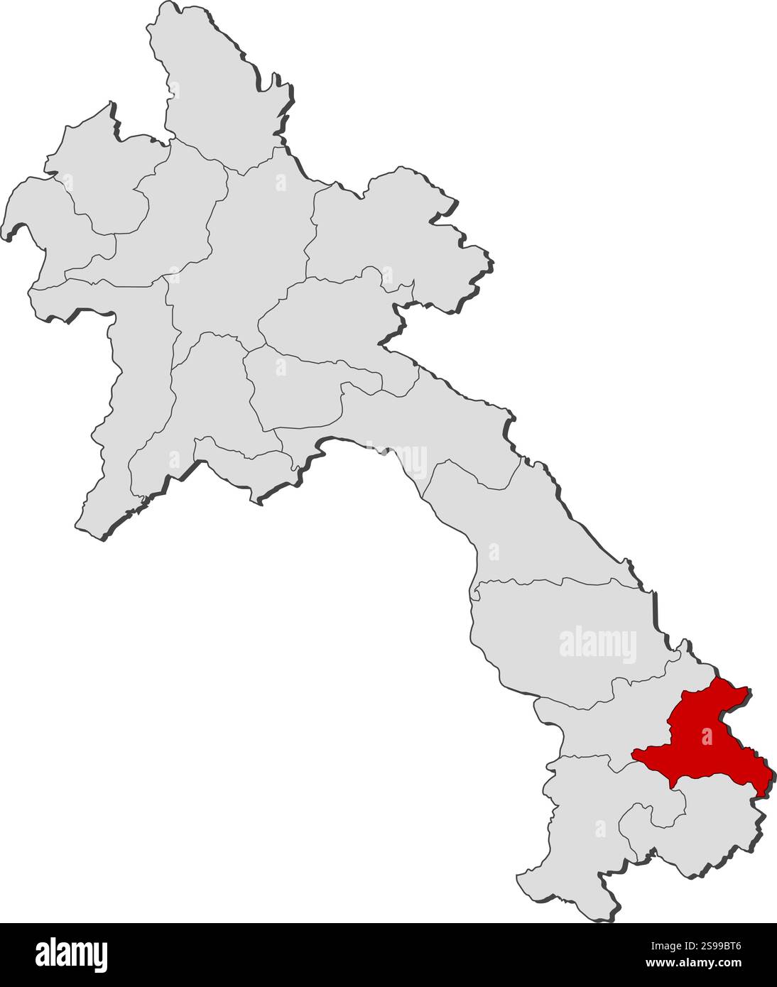 Map of Laos with the provinces, Sekong is highlighted Stock Vector ...