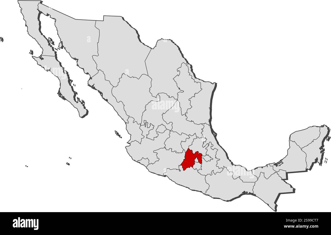 Map of Mexico with the provinces, State of Mexico is highlighted Stock ...