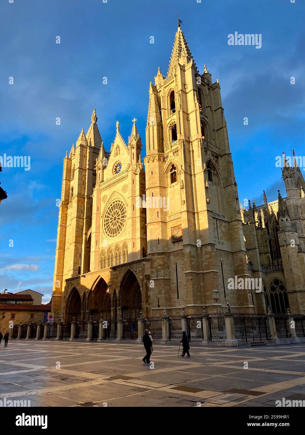 Early Morning, Winter Sunshine on Catedral de León, Castille y León, Spain - Smartphone Captured Stock Image