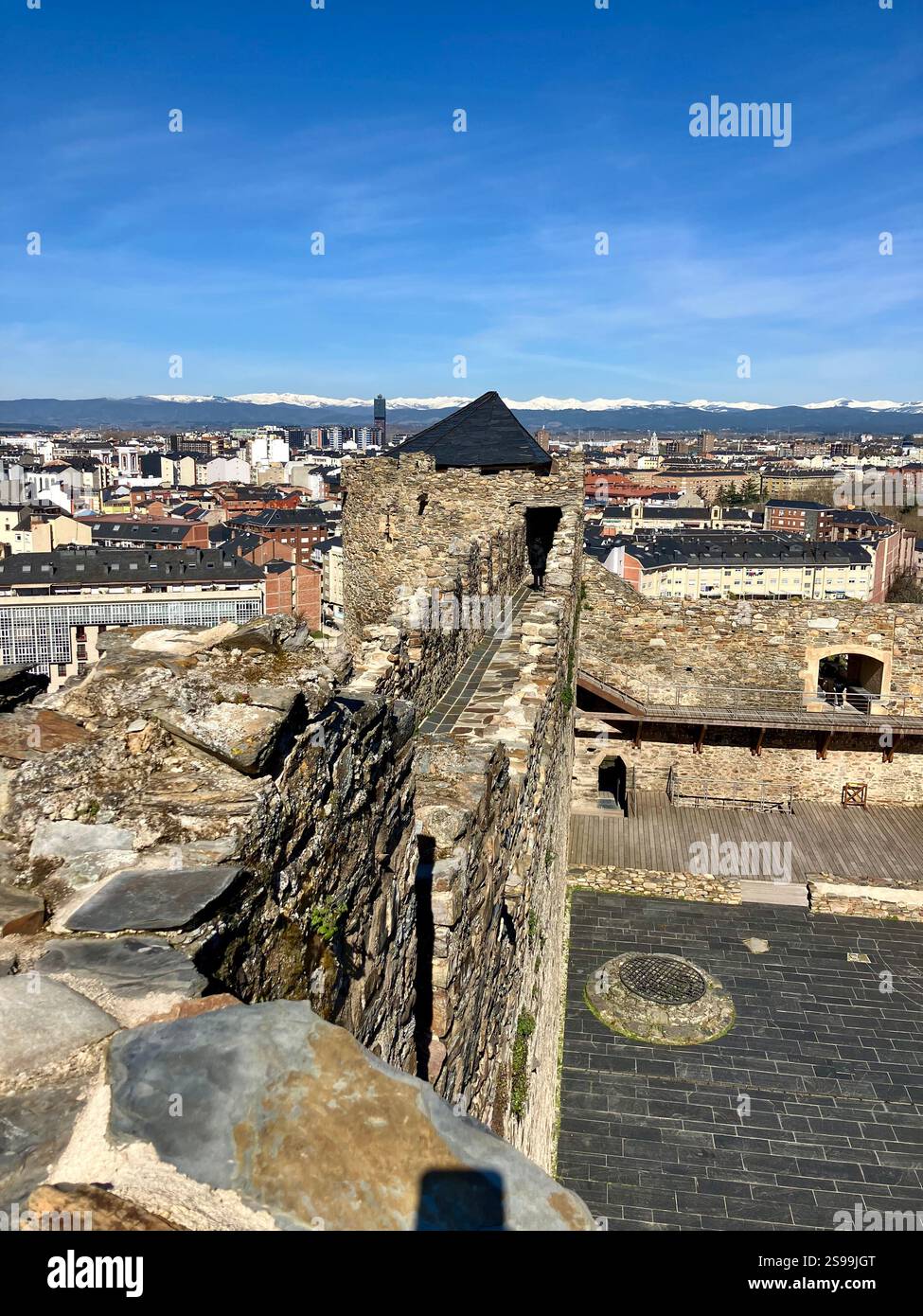 The Medieval Ramparts of Ponferrada Castle, Spain - Smartphone Captured Stock Image