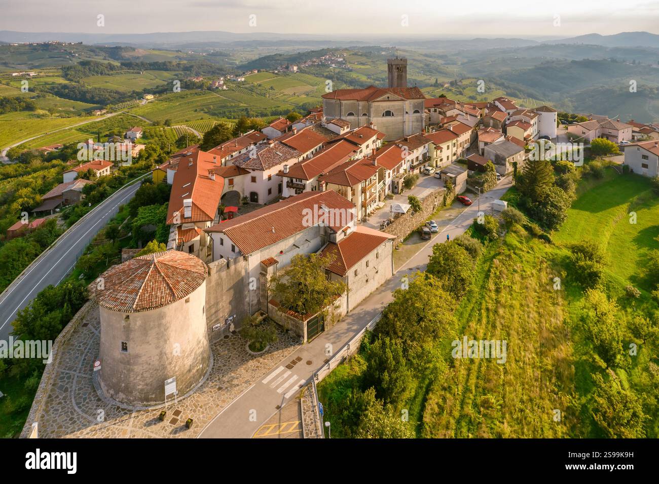 Smartno townscape and vineyards in Goriska Brda countryside region of Slovenia Stock Photo