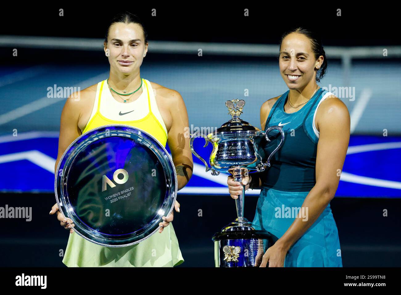 Melbourne, Australia, 25 Jan 2025. Aryna Sabalenka; Madison Keys (USA