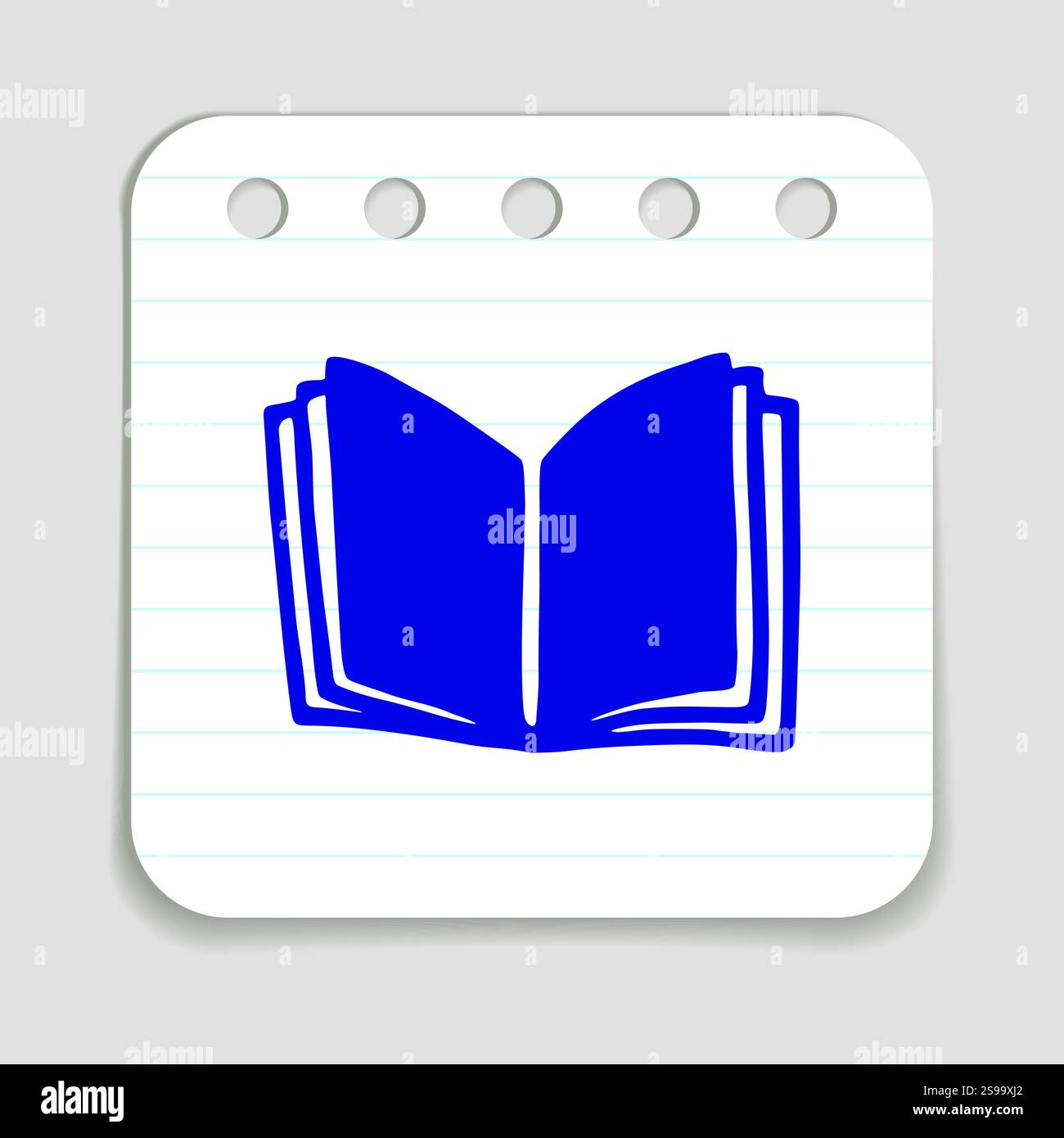 Doodle open book icon hand drawn with blue pen on a notepaper in flat ...