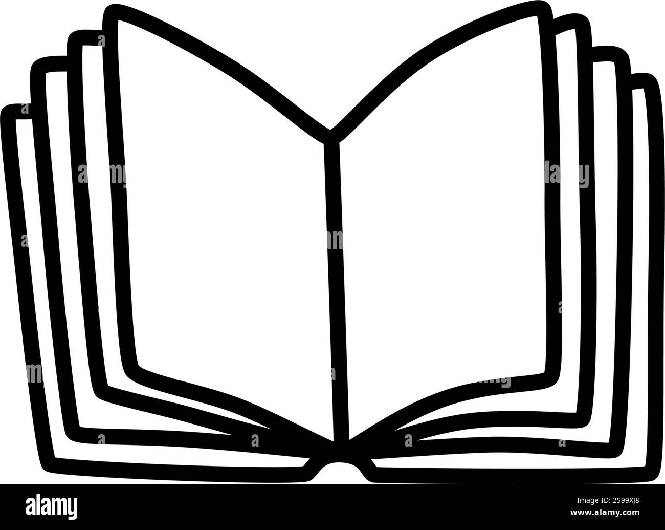 Doodle open book icon hand drawn with thin line in minimalistic style ...