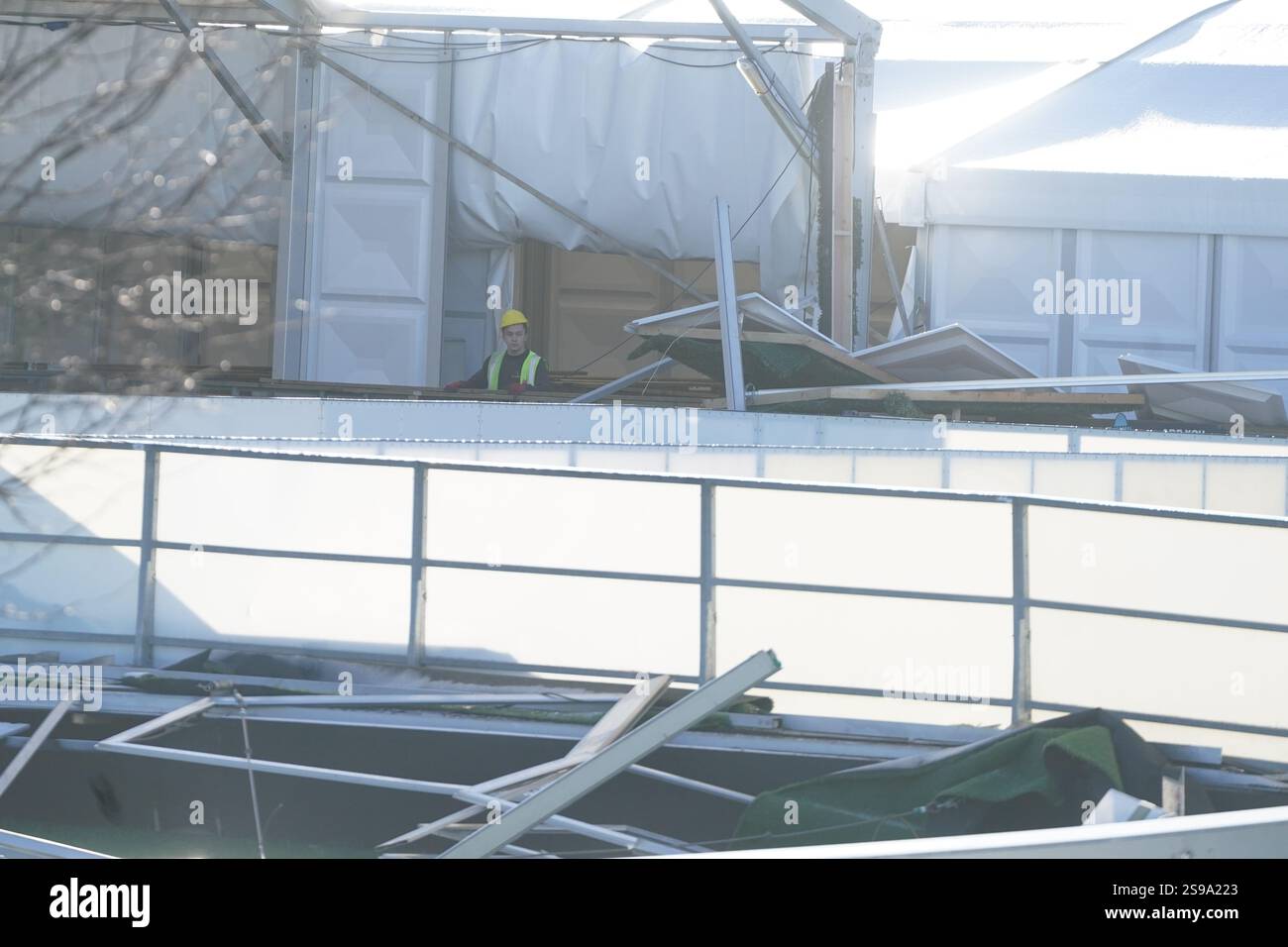 Workers at an ice skating facility in Blanchardstown which was damaged ...