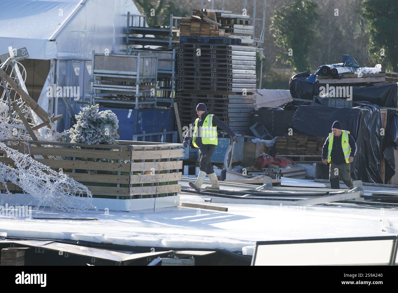 Workers at an ice skating facility in Blanchardstown which was damaged ...