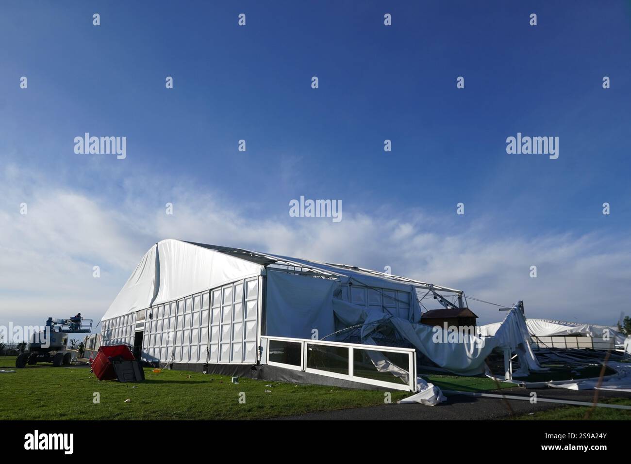 Workers at an ice skating facility in Blanchardstown which was damaged ...