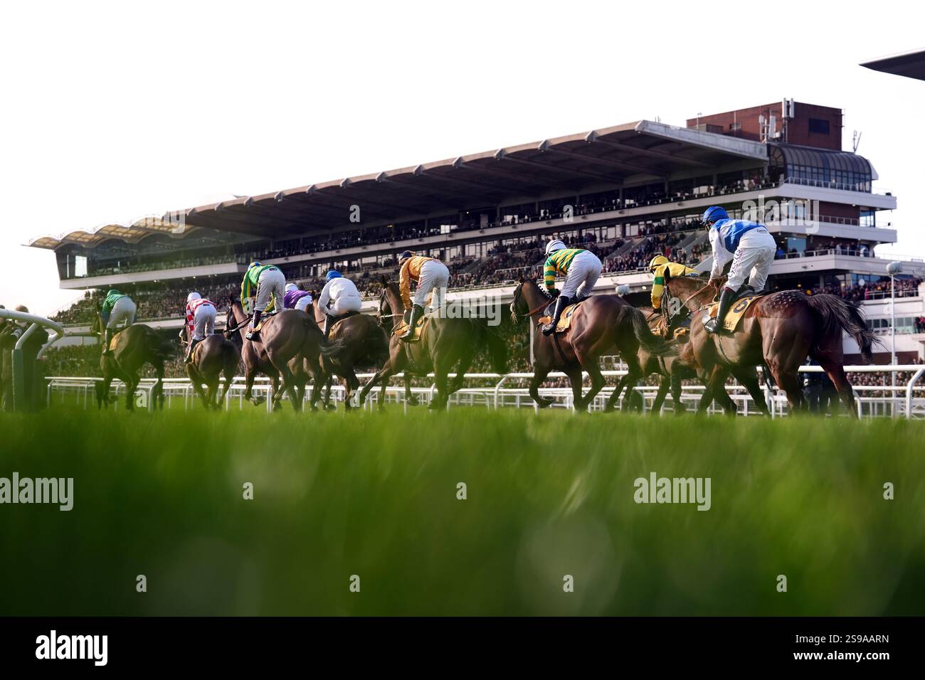 Runners and riders during the Betfair Exchange Handicap Chase on