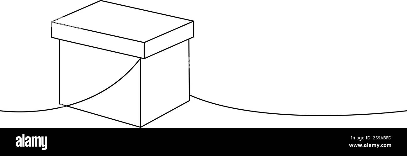 Delivery box one line continuous drawing. Packaging box. Vector ...