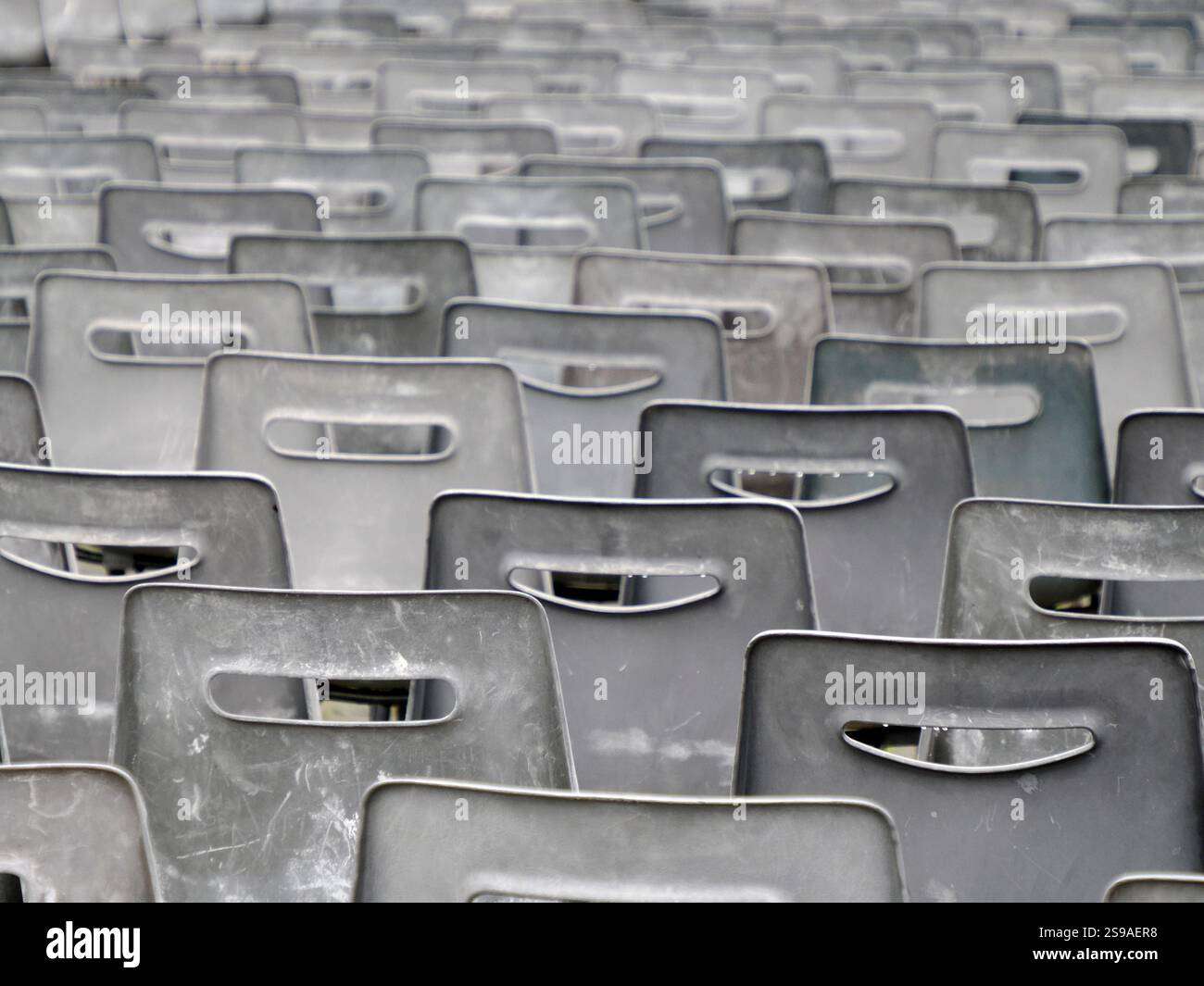 many attendance chairs seats empty detail Stock Photo
