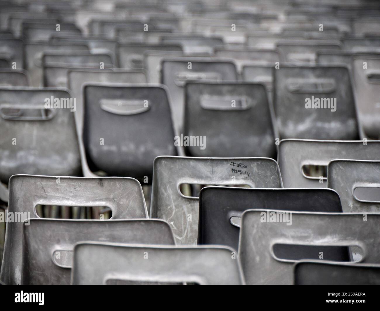 many attendance chairs seats empty detail Stock Photo
