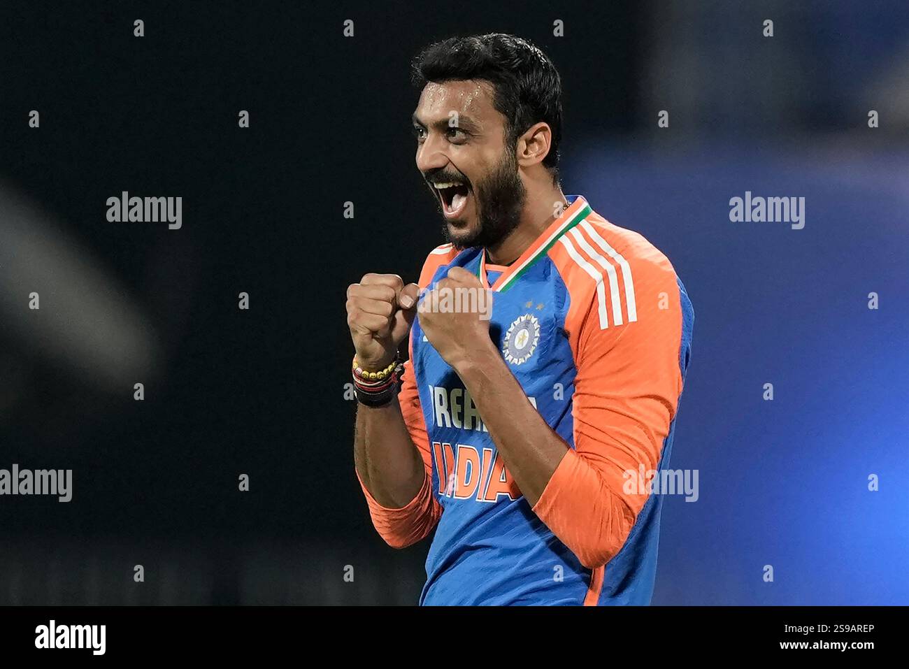 India's Axar Patel celebrates the dismissal of England's Liam ...