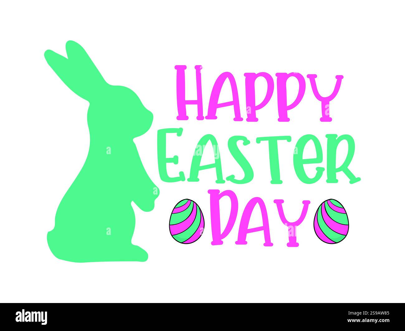 Happy Easter card with decorative eggs, cute bunnies vector illustration Stock Vector