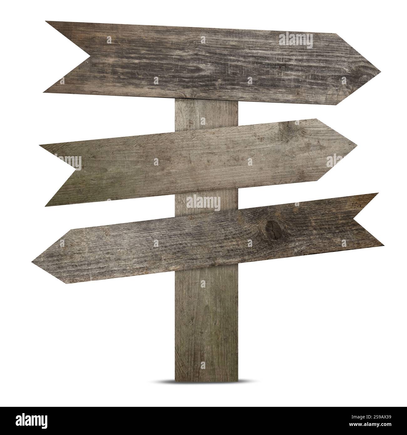 Wooden signpost with arrow-shaped pointers isolated on white Stock ...