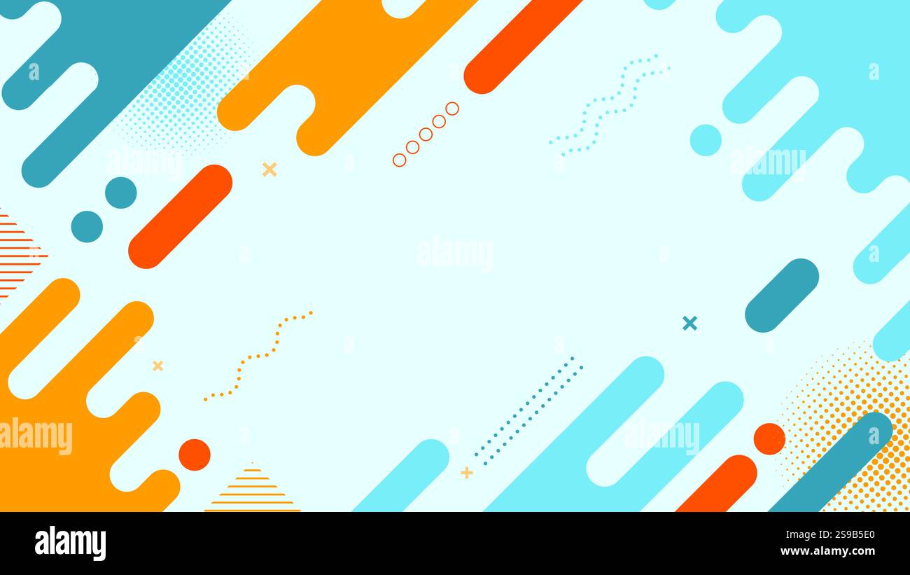 Memphis vector, Abstract Colorful Paint Splash Pattern with Geometric Memphis Design Background. Stock Vector