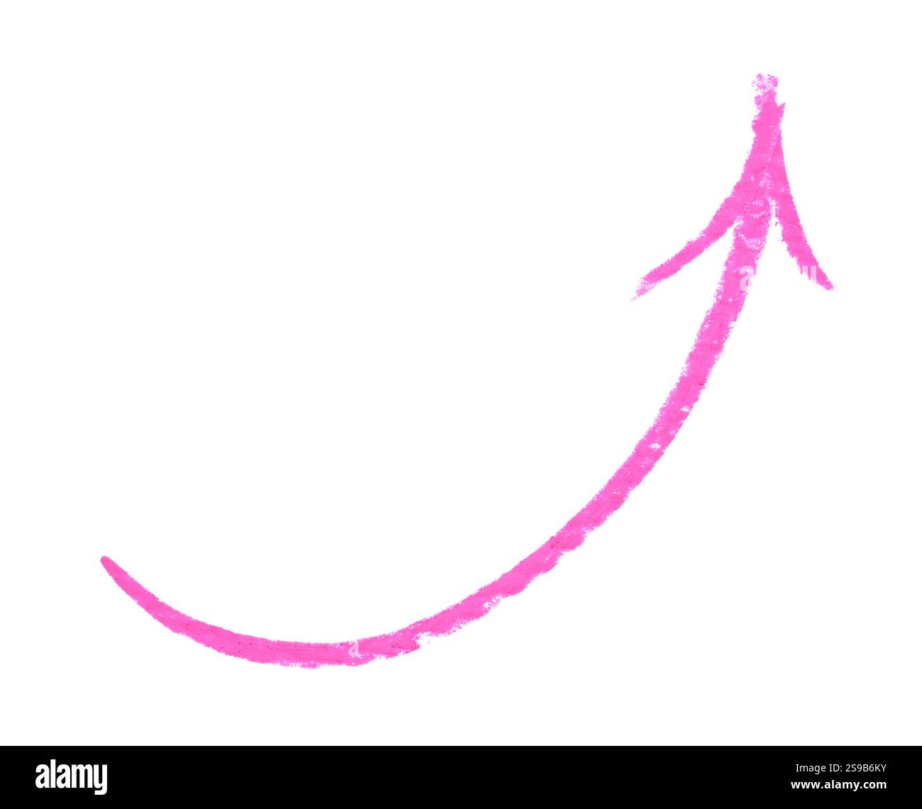 One pink drawn arrow isolated on white Stock Photo