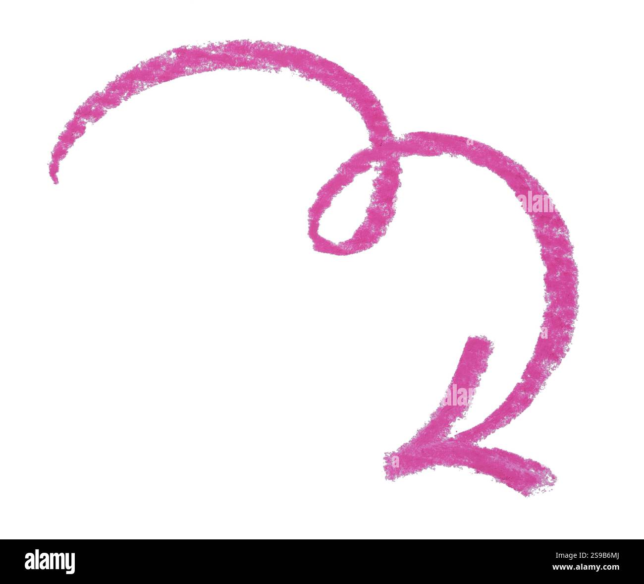 One pink drawn arrow isolated on white Stock Photo