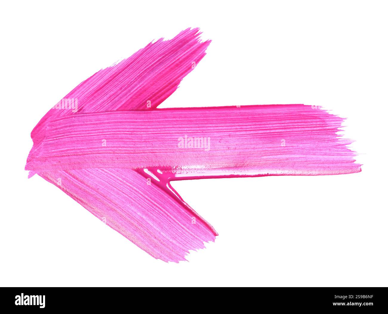 One pink drawn arrow isolated on white Stock Photo
