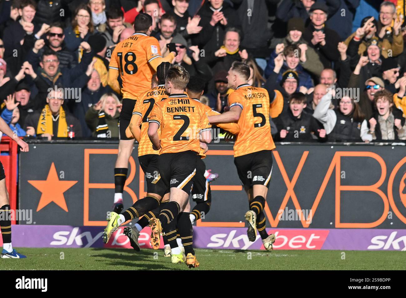 Ryan Loft Ryan Loft (18 Cambridge United) celebrates his gol in front of fans ...