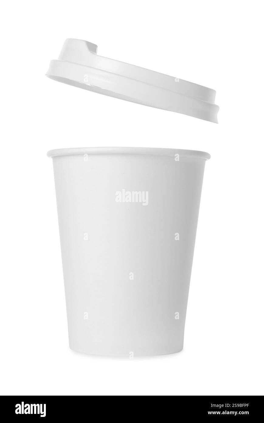 Paper cup with lid on white background. Mockup for design Stock Photo ...