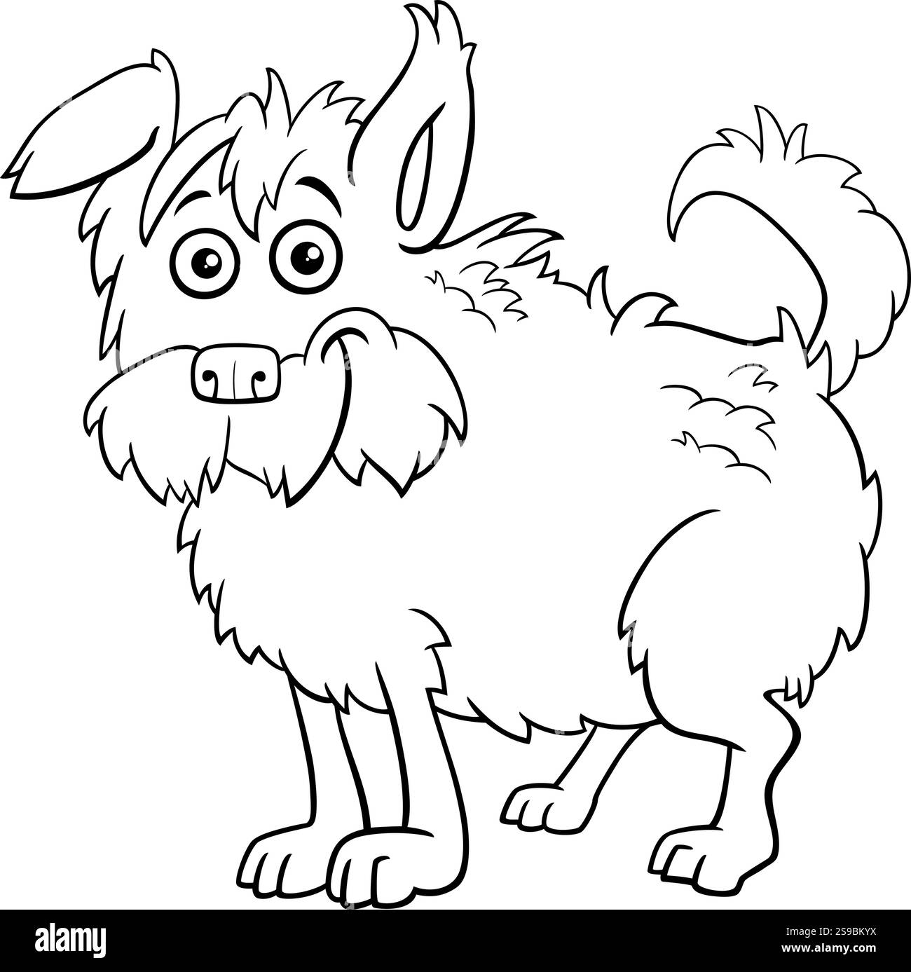 Cartoon illustration of funny little shaggy dog comic animal character ...