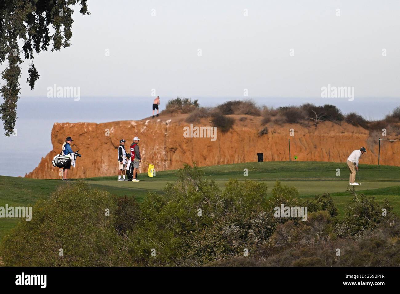 A group plays on the the North Course at Torrey Pines during the first