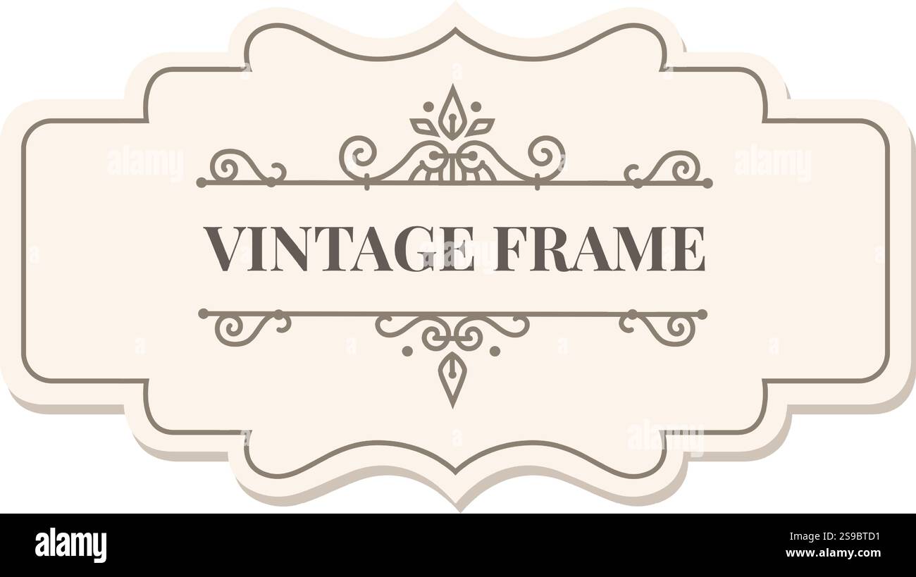 Vintage frame with elegant floral ornaments is decorating a cream ...