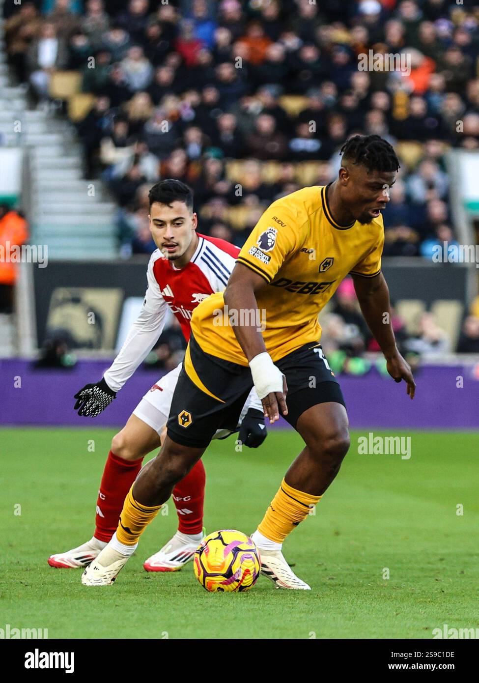 Wolverhampton, England, January 25th 2025: Emmanuel Agbadou (12 Wolves ...