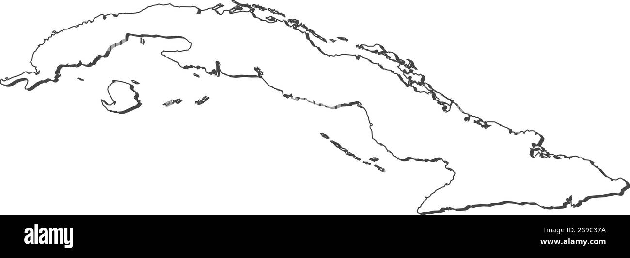 Cuba Line Map of Cuba, contous as a black line Stock Vector Image & Art - Alamy