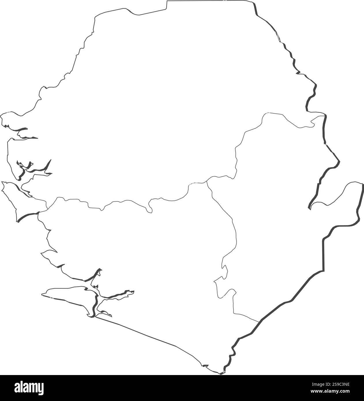 Map of Sierra Leone, contous as a black line Stock Vector Image & Art ...